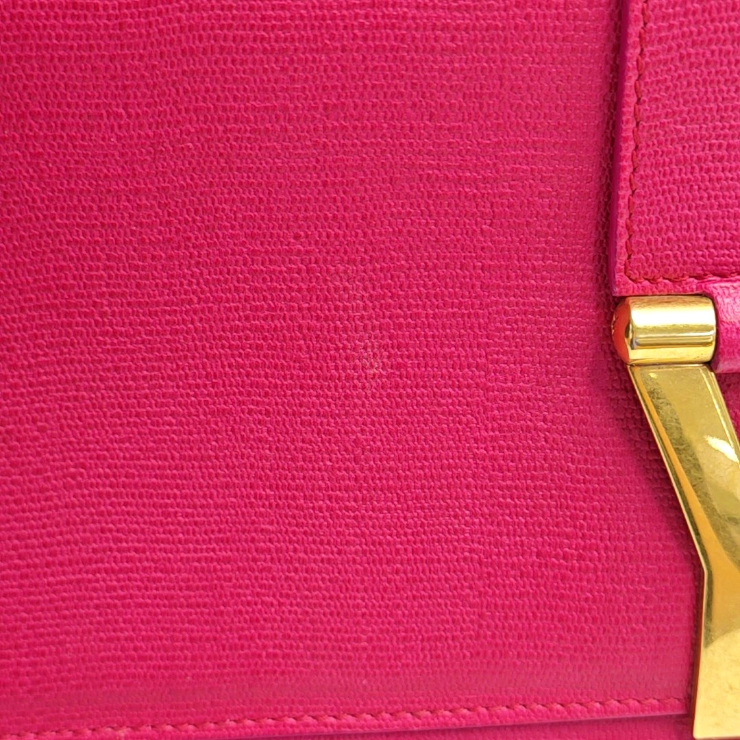 YSL CHYC Y LIGNE Fuchsia Leather Clutch Golden hardware-(SKU)-940540756