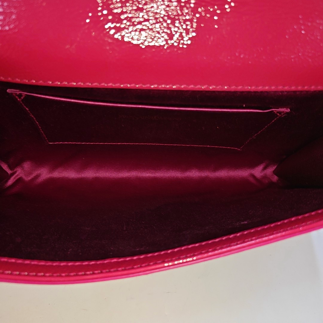 YSL BELLE JOUR Fuchsia Leather Clutch Golden hardware-(SKU)-952012951