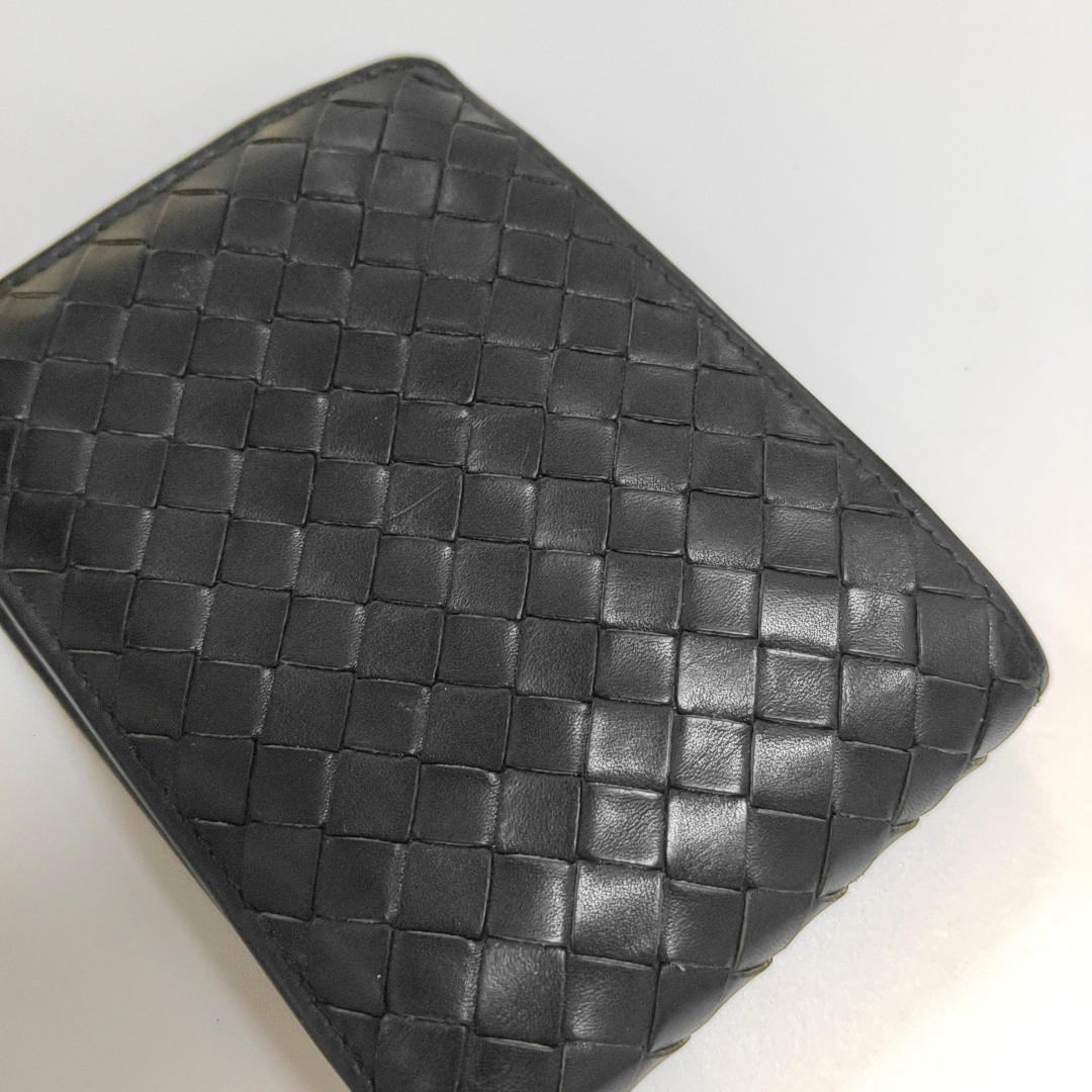 BOTTEGA VENETA Black Sheepskin Woven Wallet-(SKU)-955363008