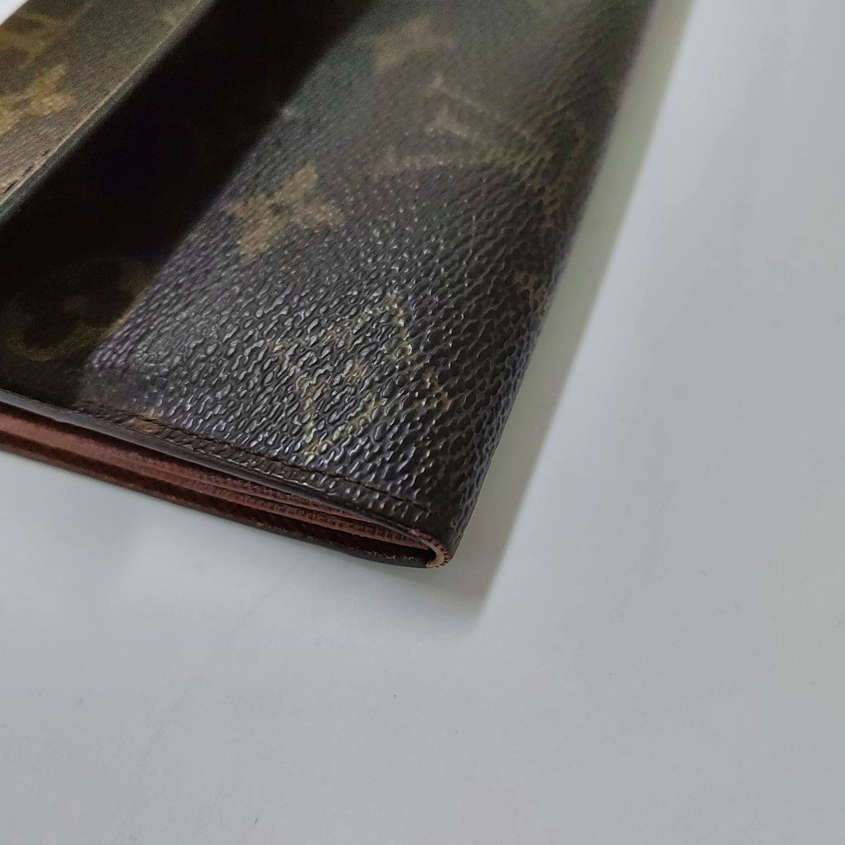 LOUIS VUITTON PORTE MONNAIE Large size Brown coated canvas vintage wallet Golden hardware-(SKU)-944949286