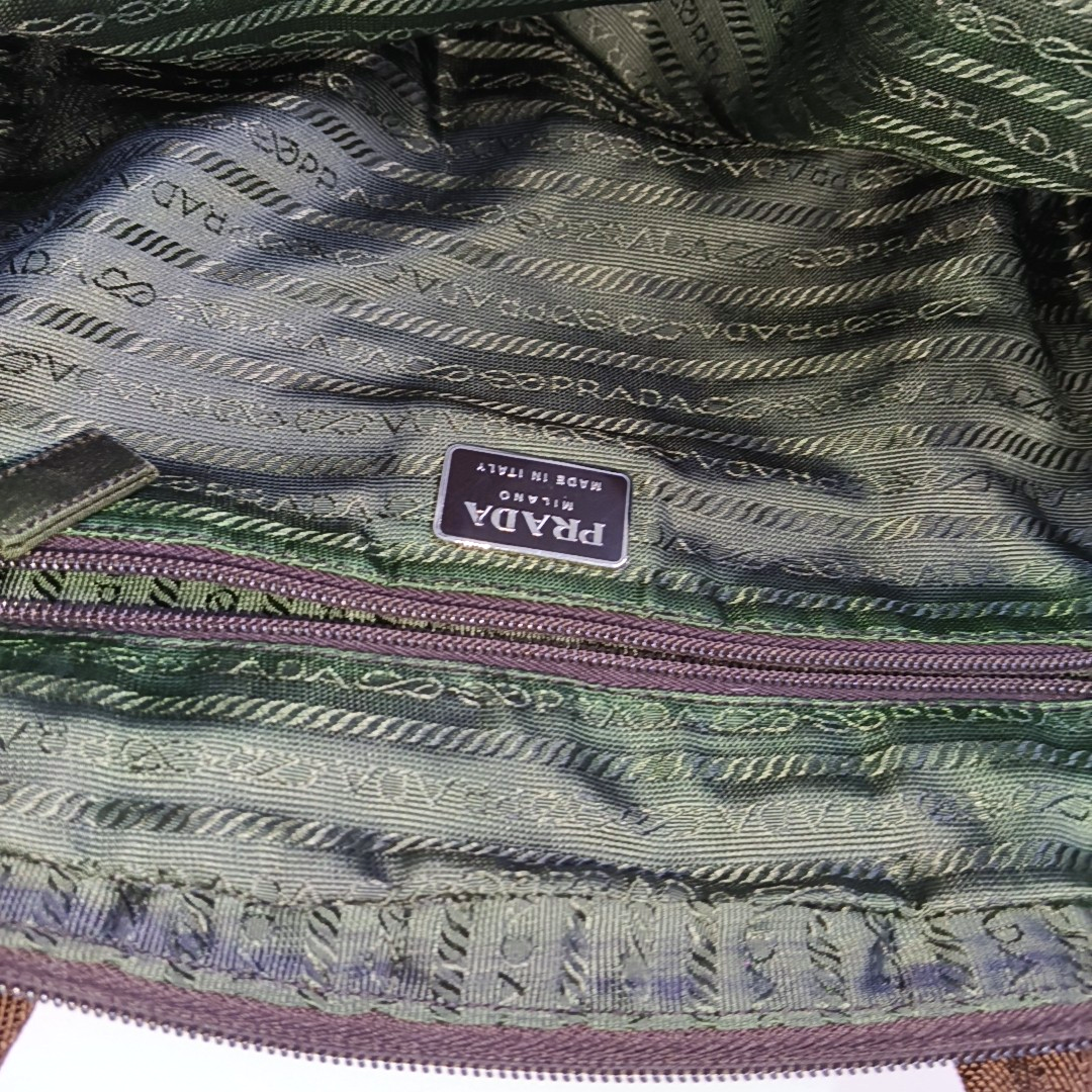 PRADA Tote bag Green Nylon Logo Handbag Silver Green Hardware-(SKU)-935552003