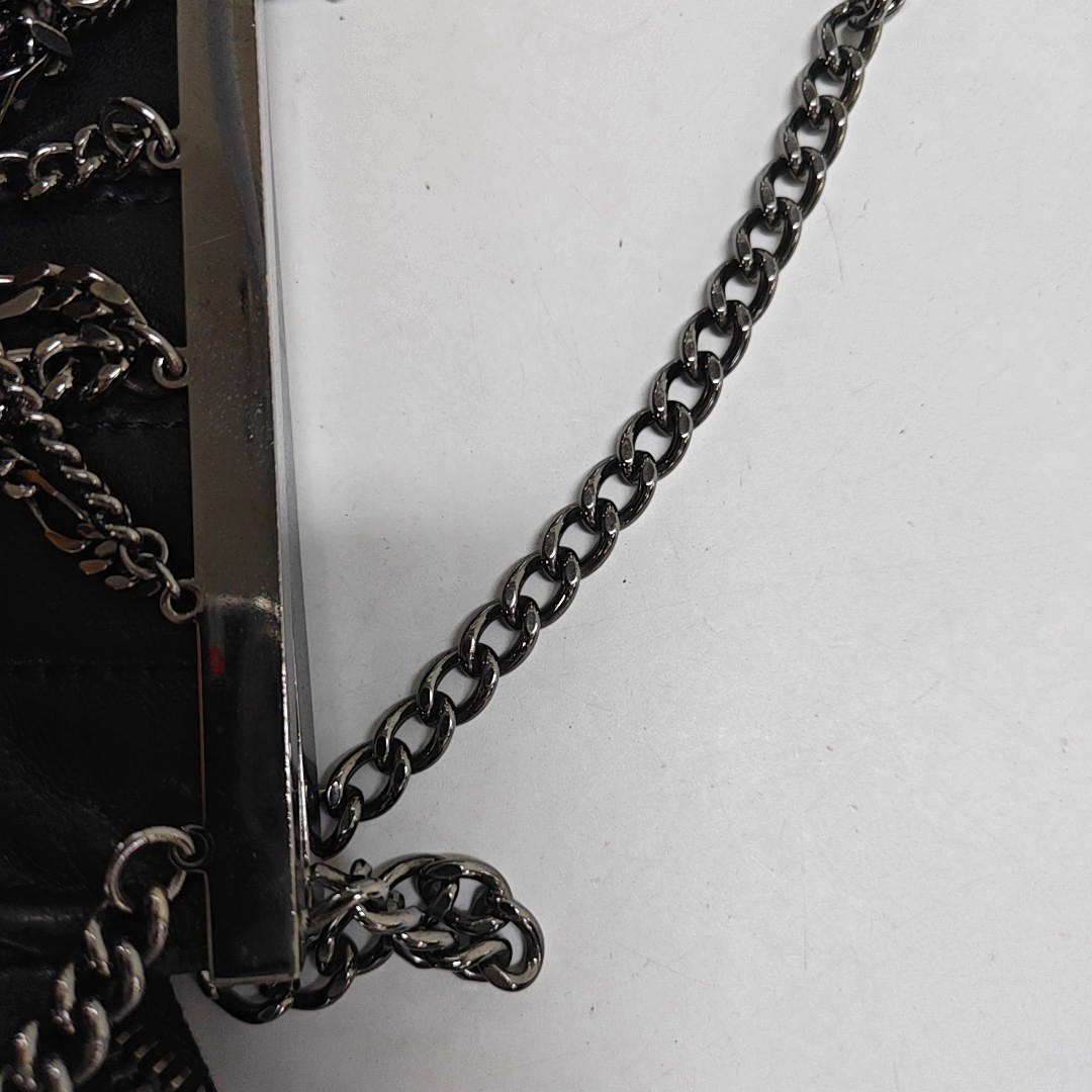 CHANEL CHOCOLATE BAR Black Lamb Skin Quilted Shoulder Bag, Handbag with Silver Hardware, 8 compartments-(SKU)-946413331