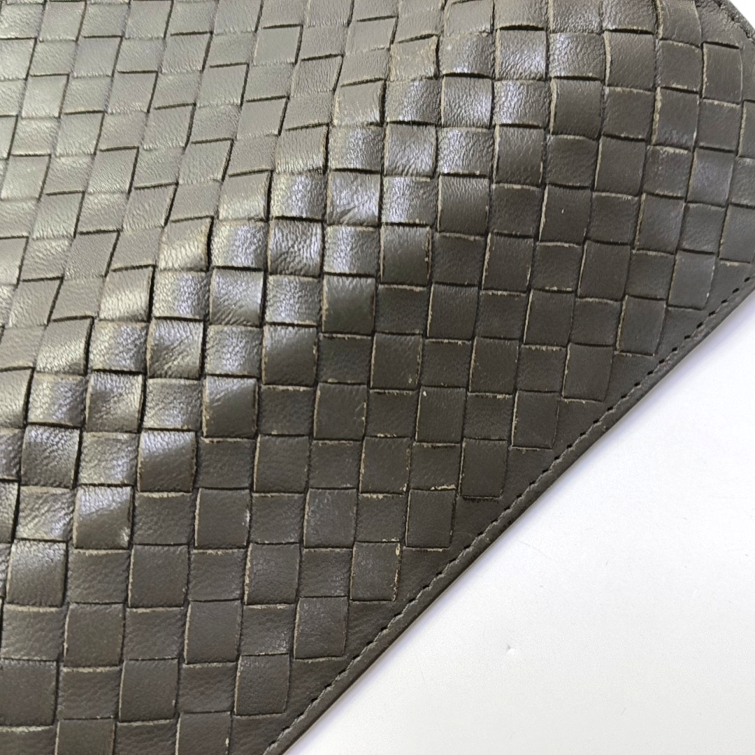 BOTTEGA VENETA Grey Cowhide Braided Wallet Black hardware-(SKU)-944011992