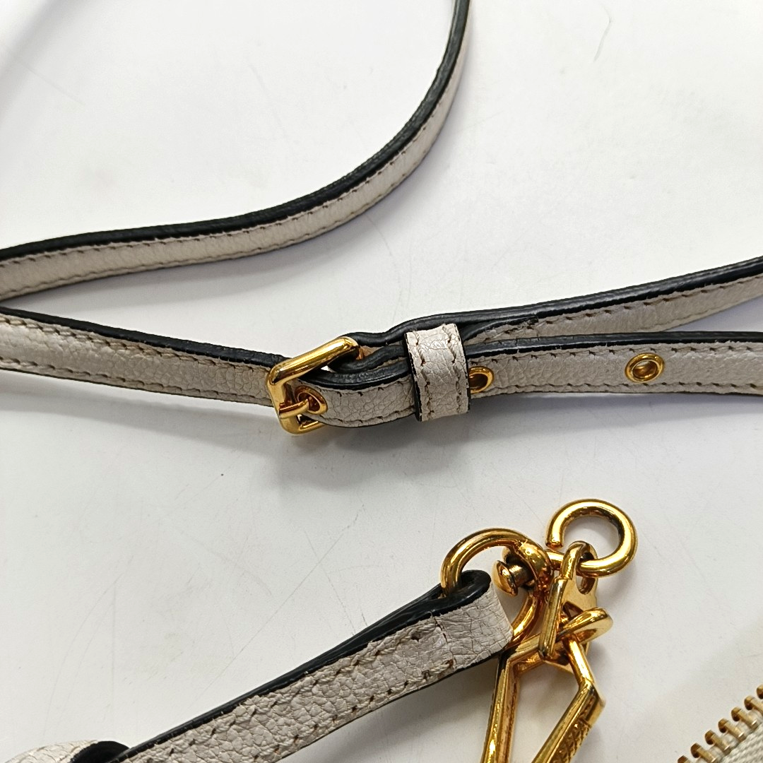 Miu Miu White Leather Crossbody Bag Golden hardware Removable shoulder strap-(SKU)-945458940