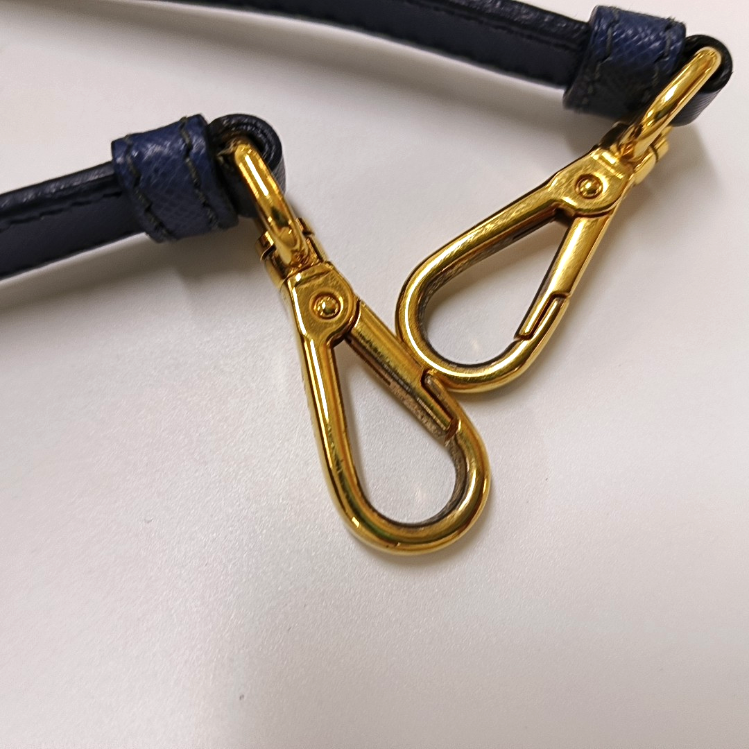 PRADA Galleria Large size Dark Blue Calfskin Logo Crossgrain Killer Bag Crossbody Bag Single Shoulder Bag Handbag Golden hardware Removable shoulder strap-(SKU)-958814662