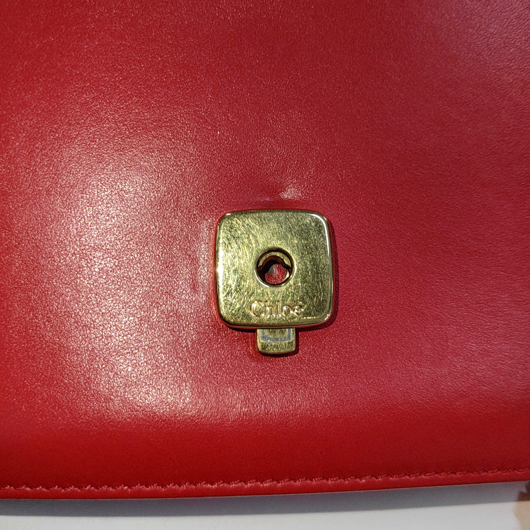 Chloé Chloé C Red Cowhide Crossbody Single Shoulder Bag Golden hardware-(SKU)-13865688