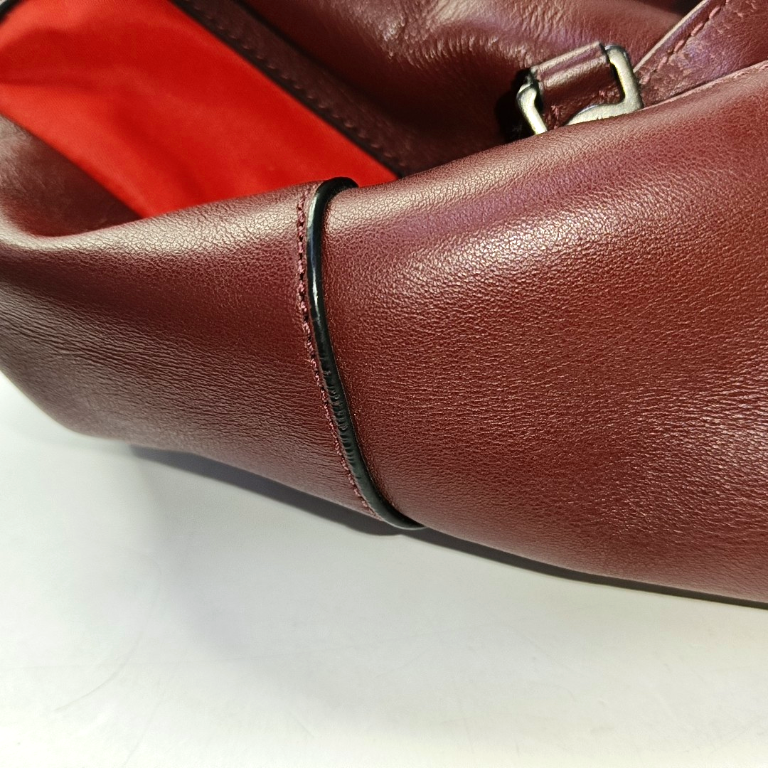 COACH CHARLESBurgundy Leather Embossed Backpack Large-(SKU)-951732413
