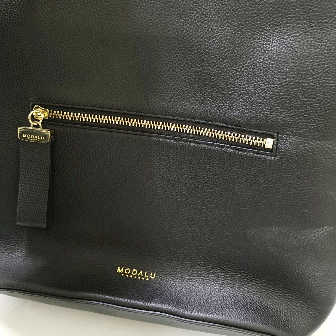 MODALU Bucket bag Black Leather Single Shoulder Bag Handbag Crossbody Golden hardware Removable shoulder strap-(SKU)-14487317