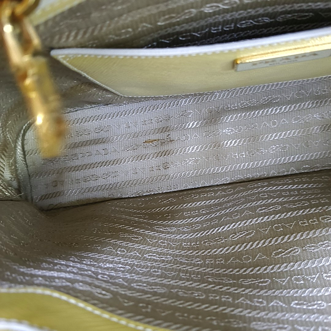 PRADA Promenade Yellow Cowhide Logo Monogram Crossbody Tote Bag Golden hardware Removable shoulder strap-(SKU)-959047479