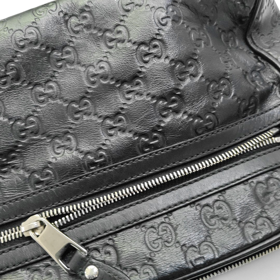 GUCCI Black cowhide monogram embossed handbag Silver Hardware-(SKU)-951637057