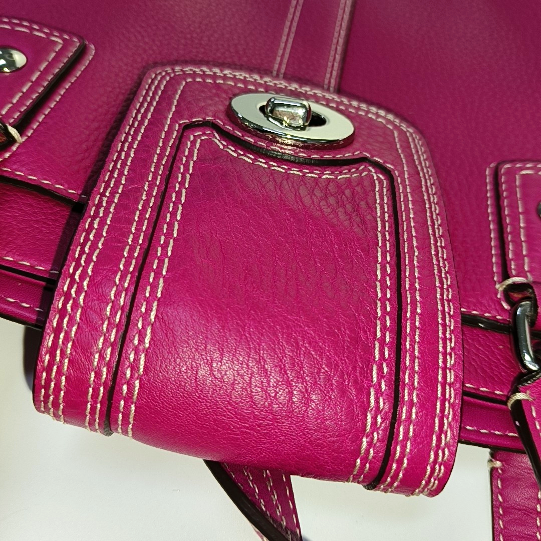 COACH Tote bag Hot Pink Leather Shoulder and Handbag Silver Hardware-(SKU)-933278329