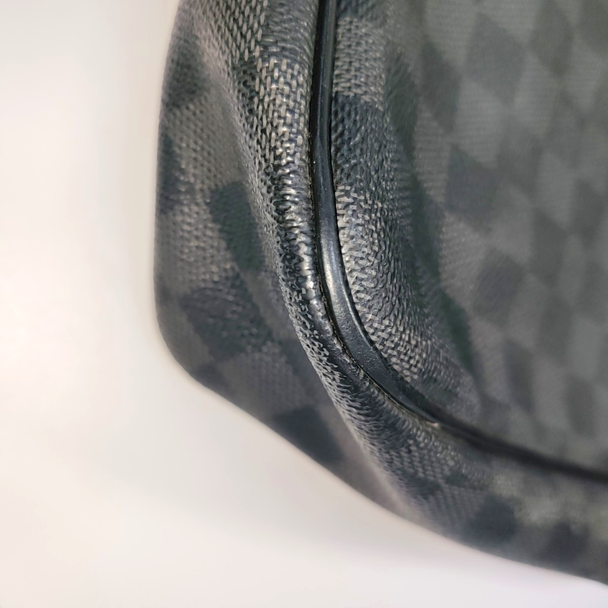LOUIS VUITTON DANIEL Gray Coated Canvas Checkerboard Single Shoulder Bag Crossbody Bag Silver Hardware-(SKU)-938485828