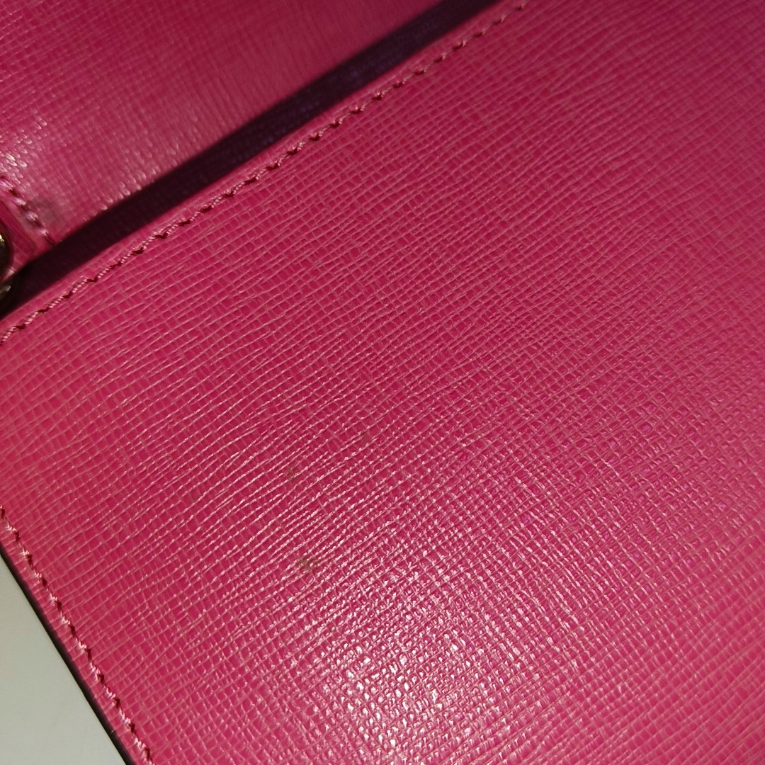 FURLA Pink Leather Embossed Sling Bag Single Shoulder Bag Golden hardware Removable shoulder strap-(SKU)-939936046