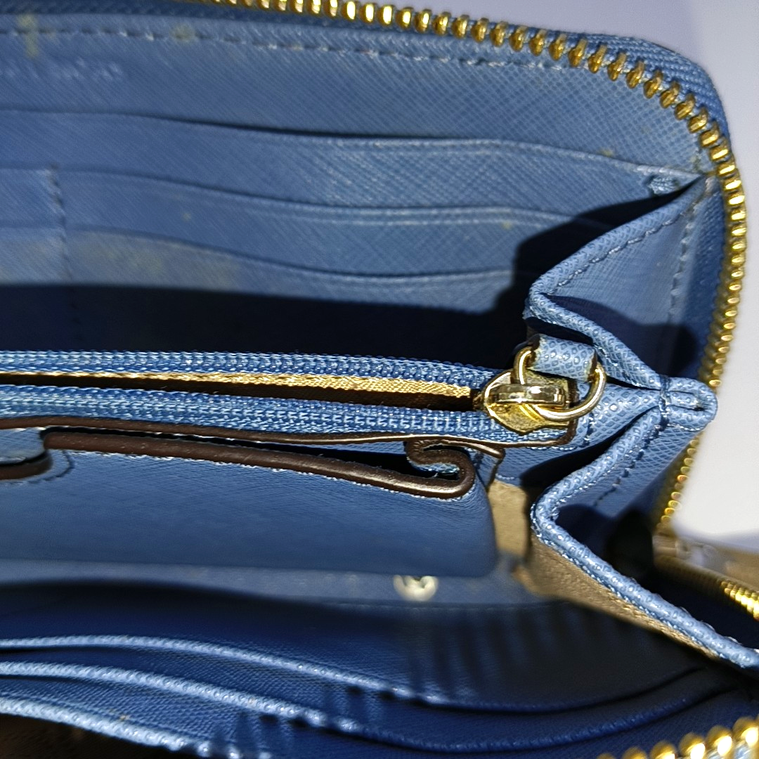 MICHAEL KORS Jet Set TravelDark blue leather textured wallet-(SKU)-940976850