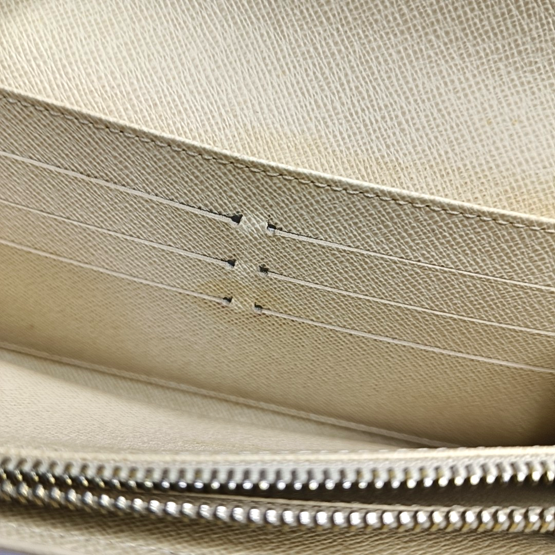 LOUIS VUITTON PORTE MONNAIE White Coated Canvas Checkered Wallet Golden hardware-(SKU)-952912315