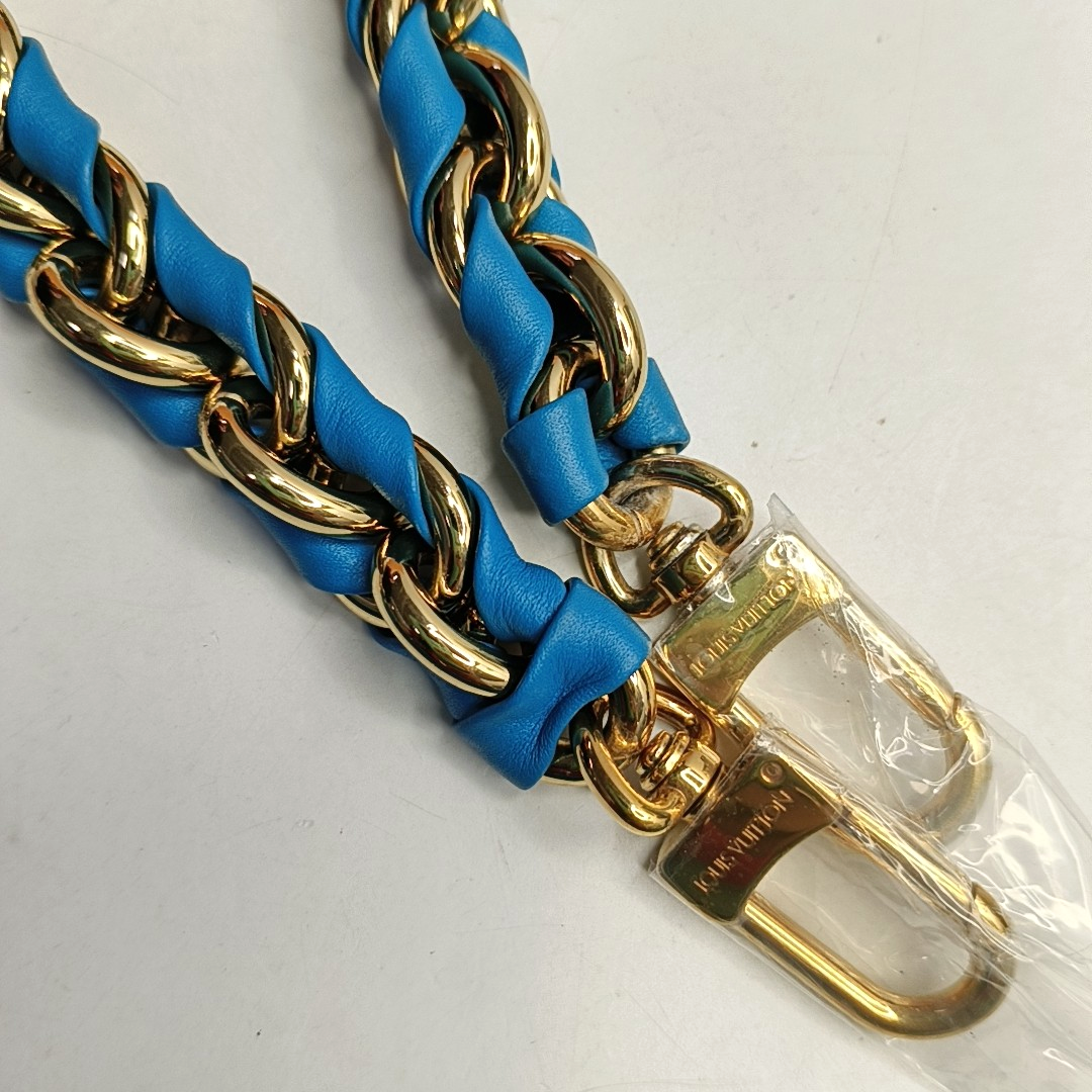 LOUIS VUITTON LOOP Blue Leather Monogram Pea Pod Bag with Shoulder Strap, Gold Hardware, 2 Removable Shoulder Straps-(SKU)-953032437