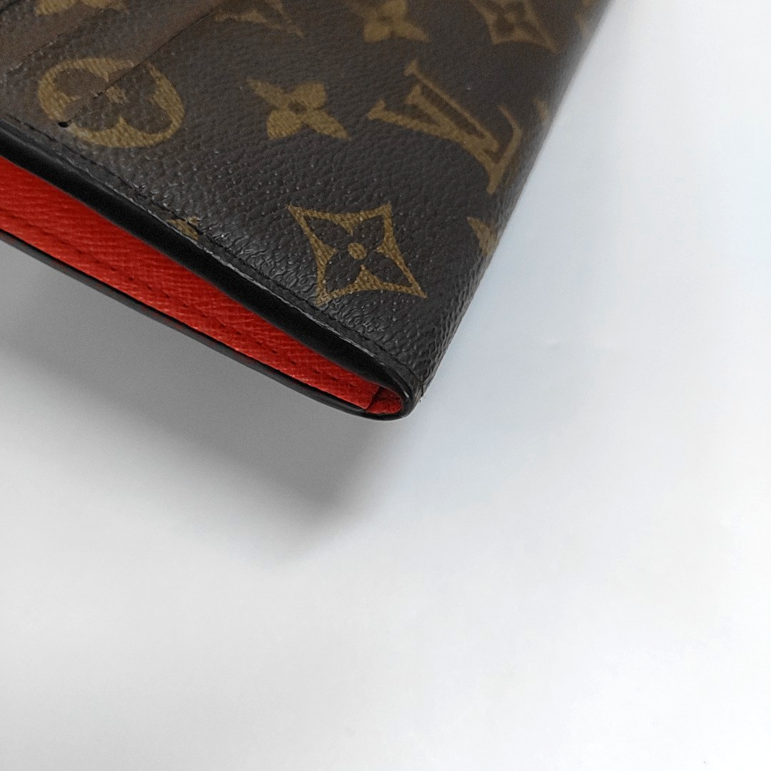 LOUIS VUITTON EMILIE Brown coated canvas vintage wallet Golden hardware-(SKU)-959074836