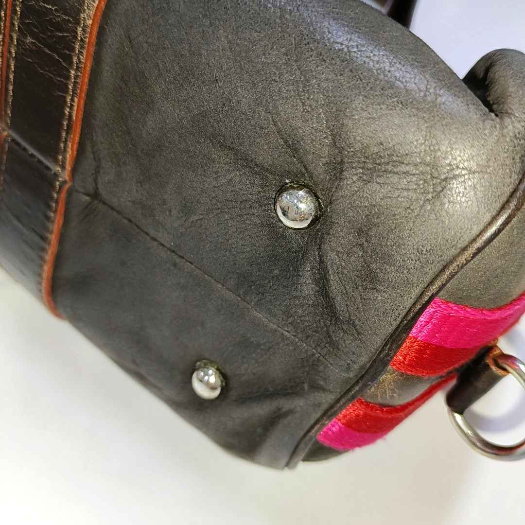 LOEWE Tote bag Dark Brown Leather Handbag Silver Hardware shoulder straps-(SKU)-938692603