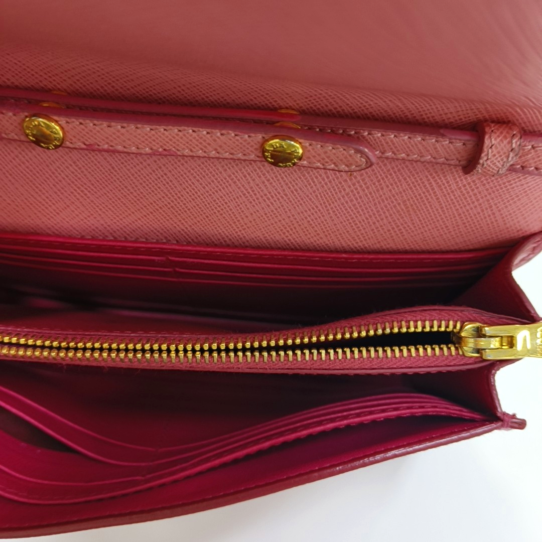 PRADA Pink cowhide cross-grain shoulder bag/handbag/crossbody bag Golden hardware Removable shoulder strap-(SKU)-960391827