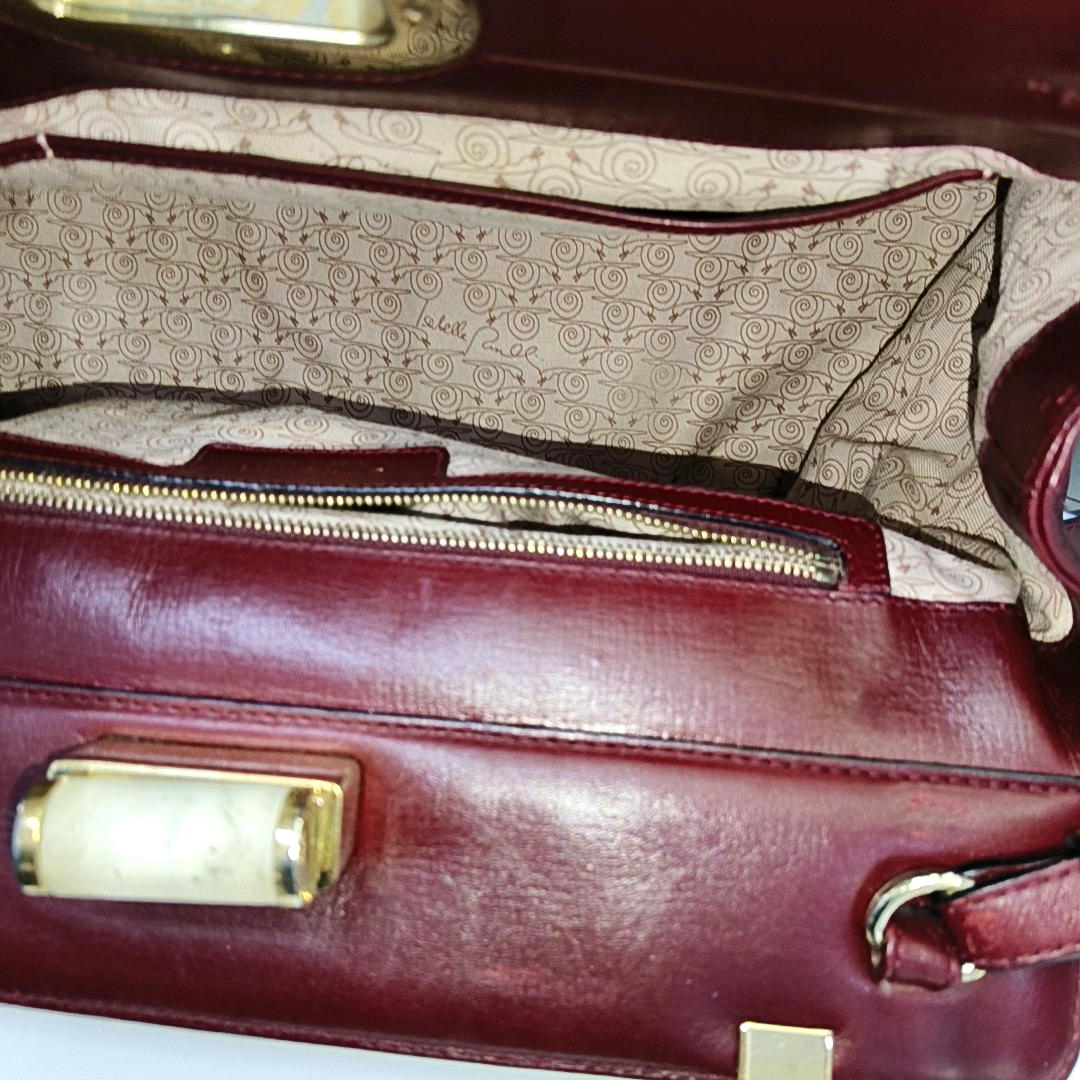 BVLGARI ISABELLA ROSSELLINI Burgundy Cowhide Single Shoulder Bag Handbag Crossbody Golden hardware Removable shoulder strap-(SKU)-931850112