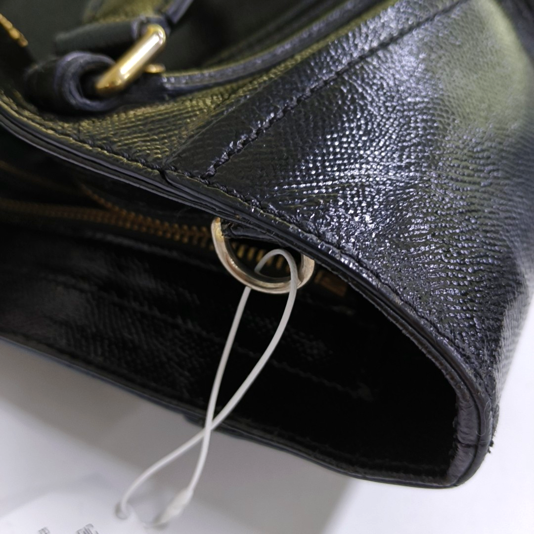 BURBERRY Somerford Black Leather Stud Single Shoulder Handbag Golden Silver Hardware Removable shoulder strap-(SKU)-960988293