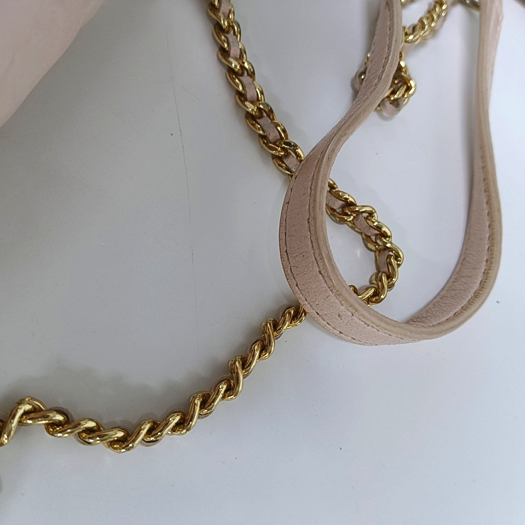 TORY BURCH Fleming Small size Pink Sheepskin Quilted Crossbody Bag Single Shoulder Bag Golden hardware-(SKU)-942795679