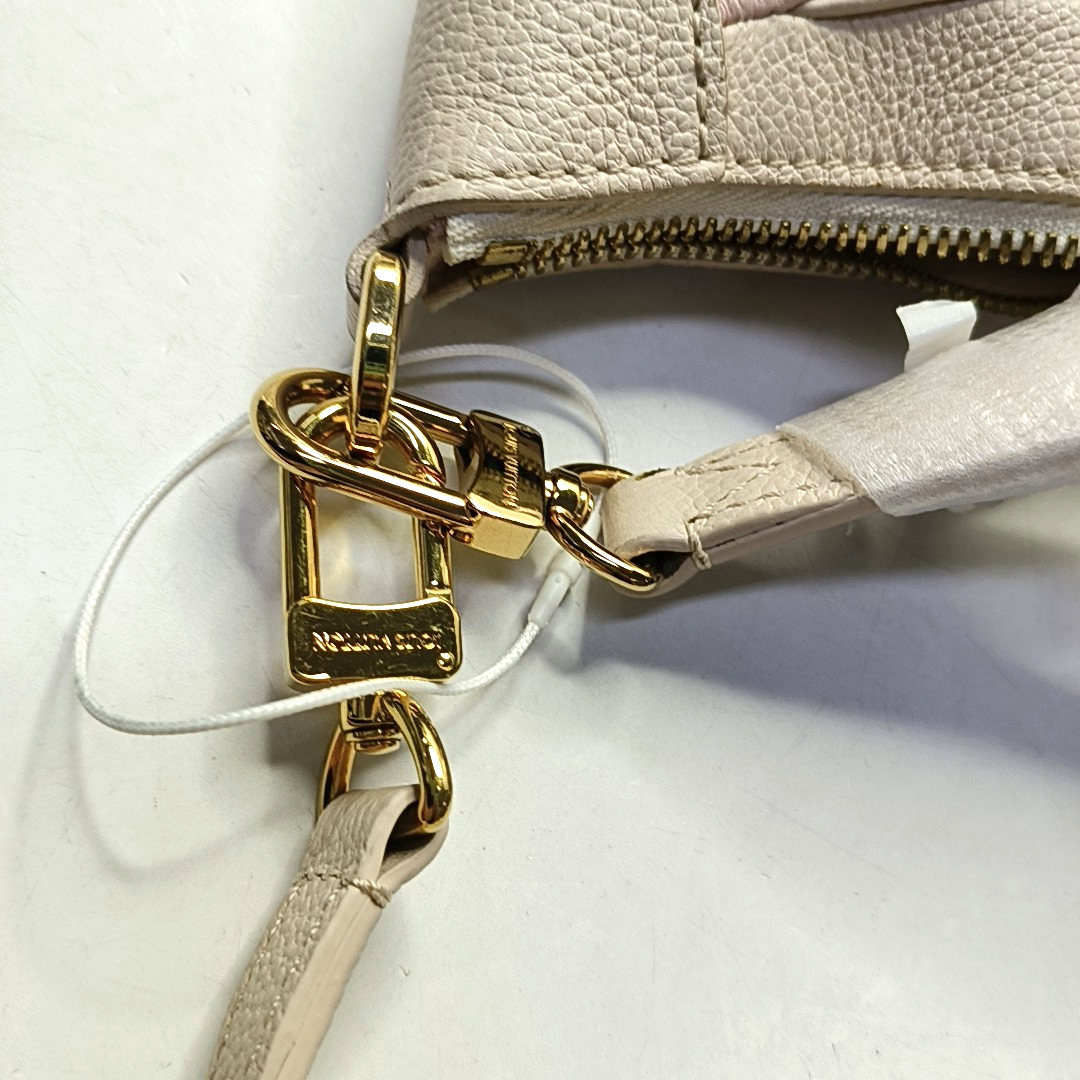 LOUIS VUITTON BAGATELLE Pink Calfskin Embossed Single Shoulder Bag Tote Bag Crossbody Bag Gold Hardware 2 Removable Straps-(SKU)-947832107