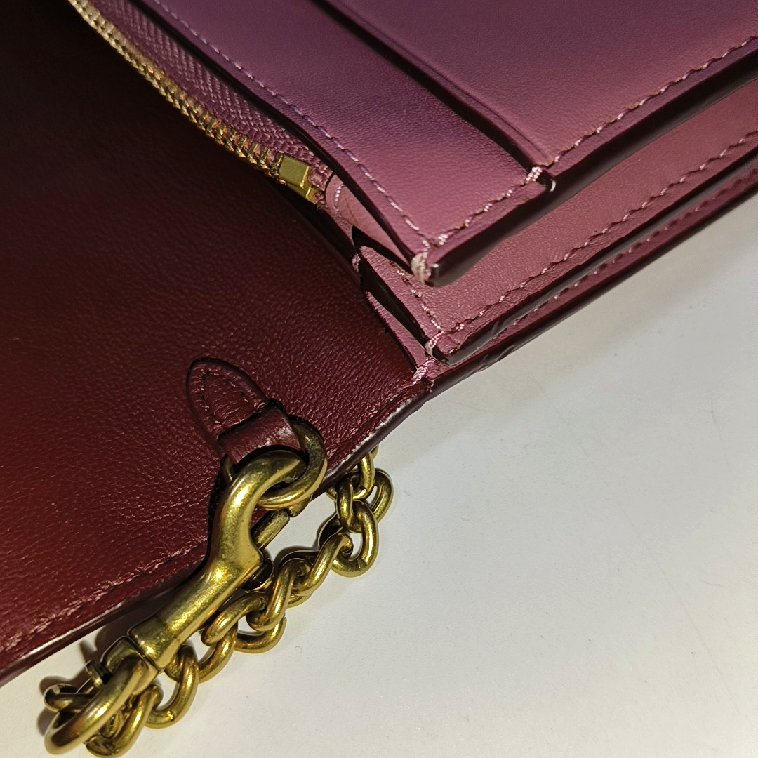 COACH CALLIE Small size Fuchsia Leather Carriage Single Shoulder Bag with Sling Golden hardware Removable shoulder strap-(SKU)-938185737