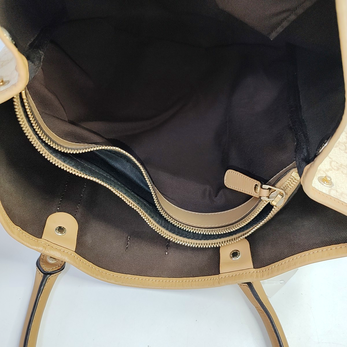 GUCCI Shima Tote Beige Coated Canvas Monogrammed Printed Single Shoulder Bag Handbag Golden hardware-(SKU)-947608449