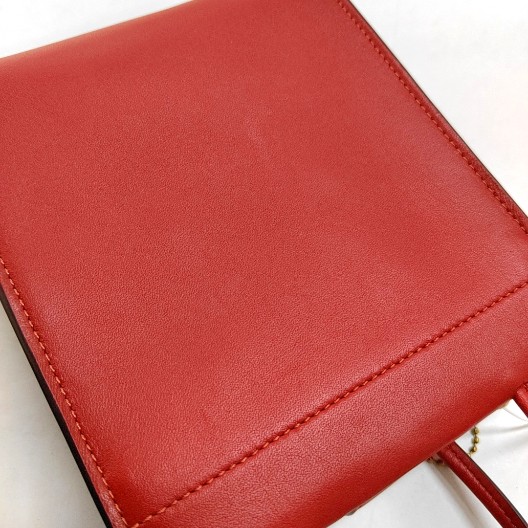 COACH CASHIN mini Red Leather Single Shoulder Bag Crossbody Bag Handbag Golden hardware Removable shoulder strap-(SKU)-950892383