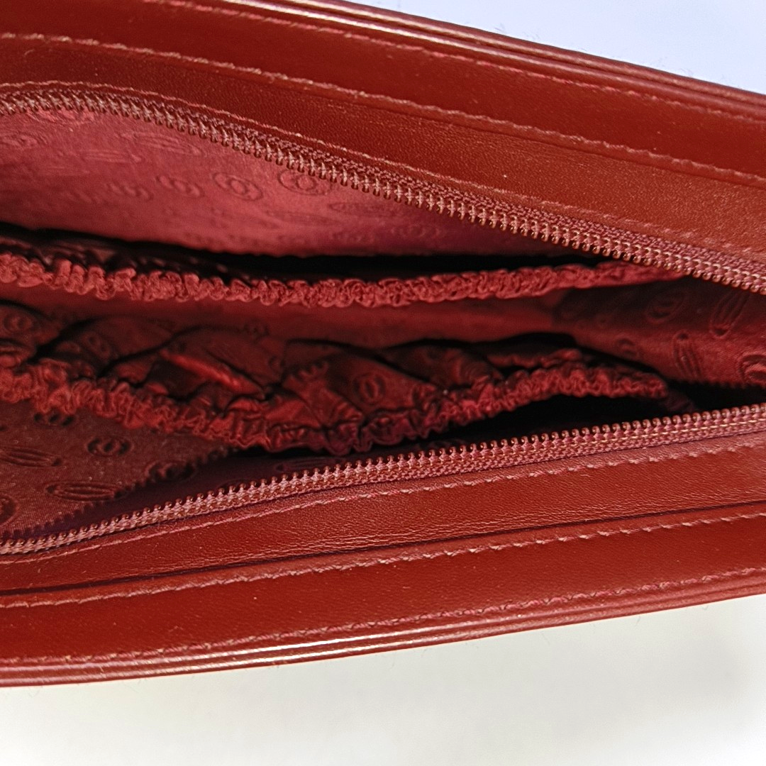 Cartier Burgundy Leather Handbag Golden hardware-(SKU)-942555568