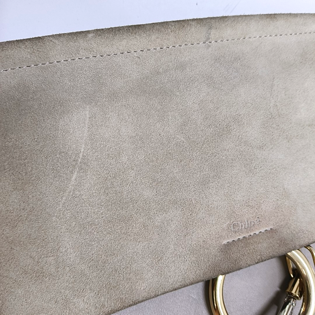 Chloé Faye Medium size Grey Cowhide Crossbody Bag Golden Silver Hardware Removable shoulder strap-(SKU)-960170857