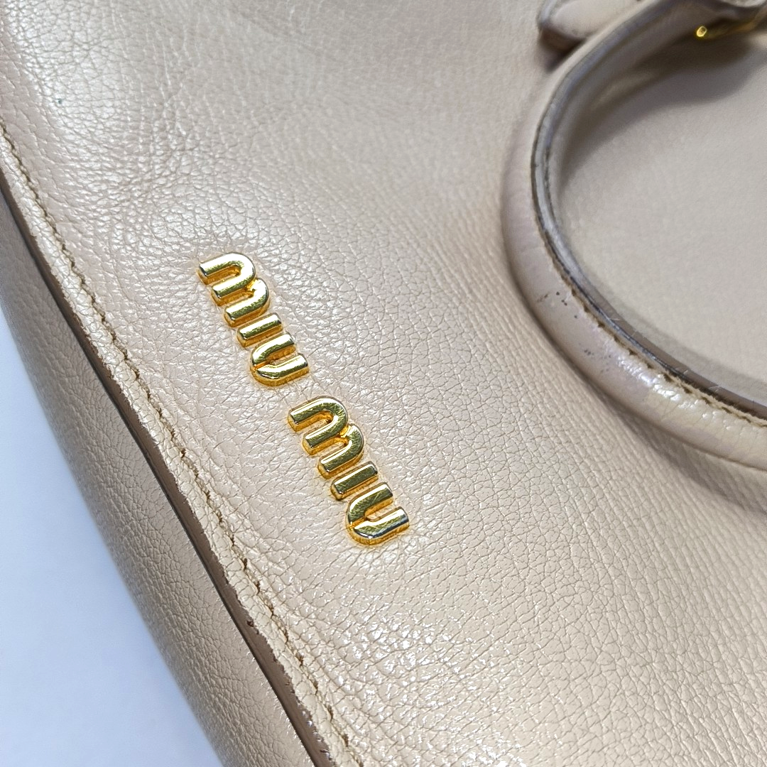 Miu Miu Tote bag Nude Pink Leather Single Shoulder Bag Tote Bag Golden hardware Removable shoulder strap-(SKU)-951760911