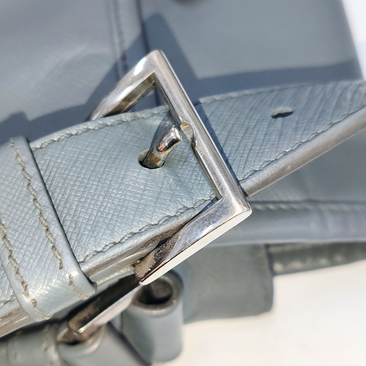 PRADA Dark Grey Cowhide Crosshatch shoulder bag Silver Hardware-(SKU)-938485965