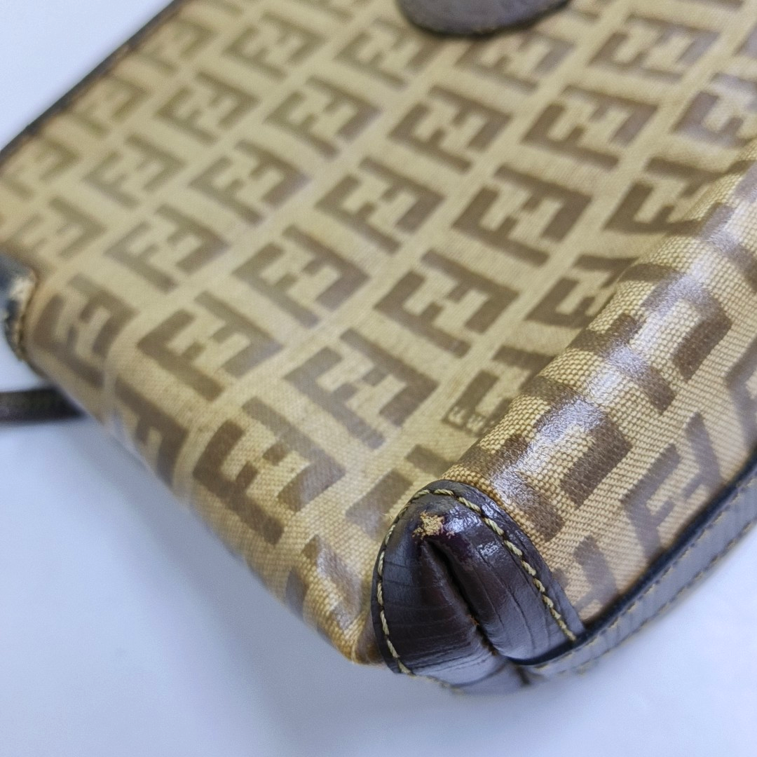 FENDI 棕色涂层帆布双F斜挎包 Silver Hardware-(SKU)-948081952
