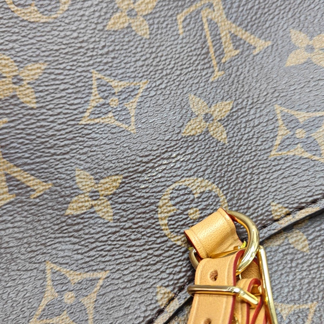 LOUIS VUITTON ODEON Small Size Brown Coated Canvas Monogram Shoulder Bag Crossbody Bag Gold Hardware Removable Strap-(SKU)-971023690