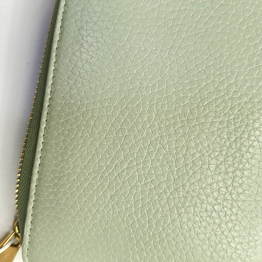 EMPORIO ARMANI Light Green Leather Wallet Golden hardware-(SKU)-950857447