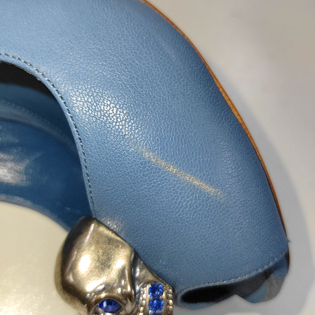 Alexander McQUEEN 36code Summer Blue Leather Women's Heels-(SKU)-13846184