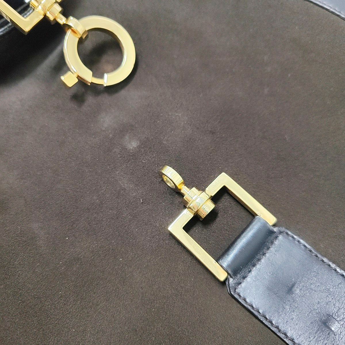 GUCCI Dark Brown Velvet Leather Single Shoulder Bag Tote Bag Golden hardware-(SKU)-940165554