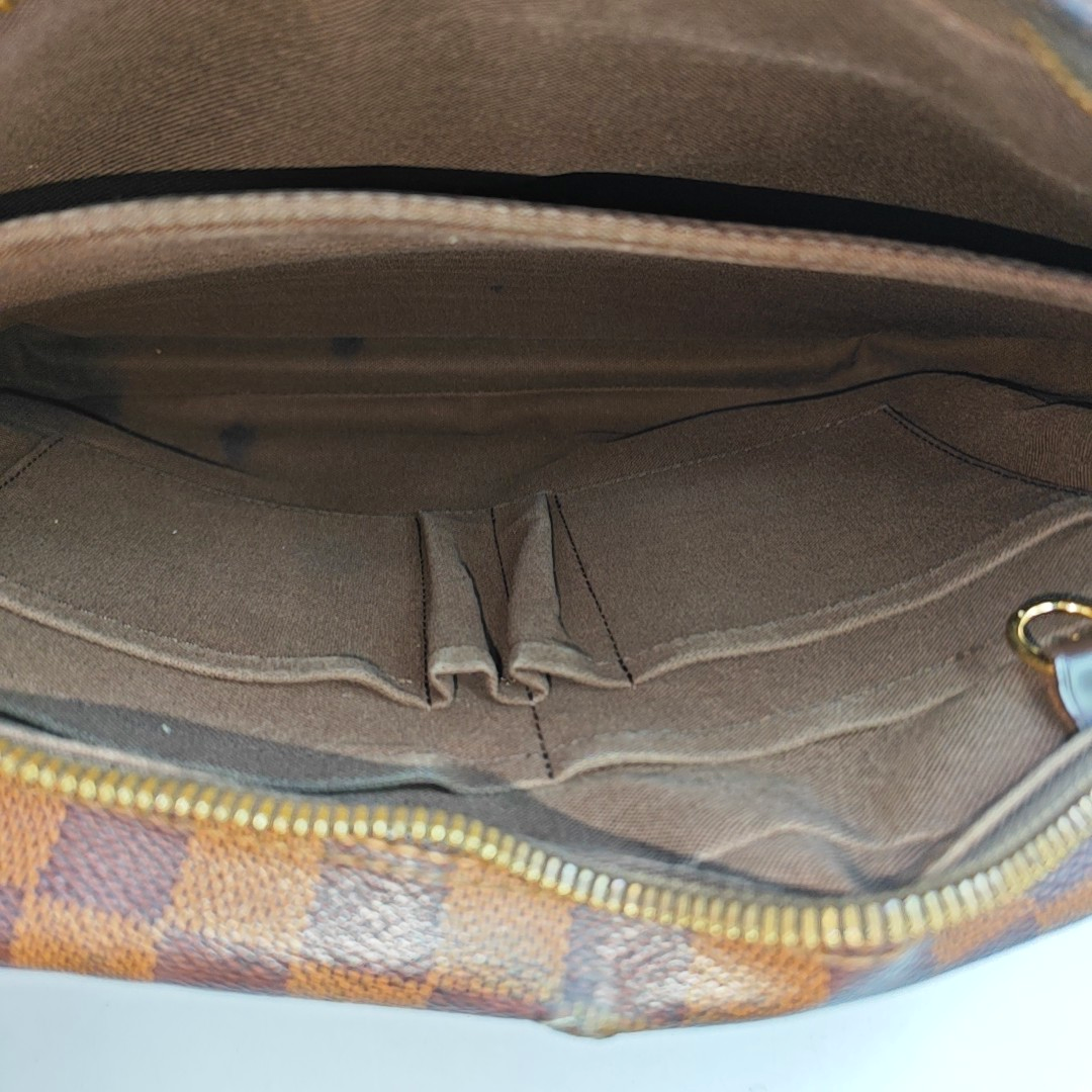 LOUIS VUITTON SHELTON Medium size Brown coated canvas checkered postman bag crossbody single shoulder bag Golden hardware-(SKU)-946505264