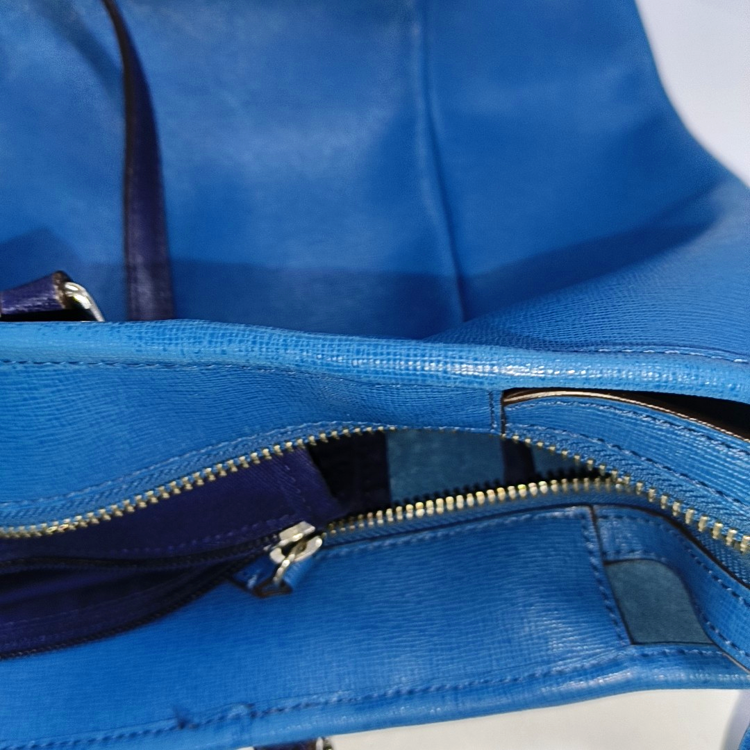COACH Tote bag Blue Leather Shoulder Bag Handbag Silver Hardware-(SKU)-930395155