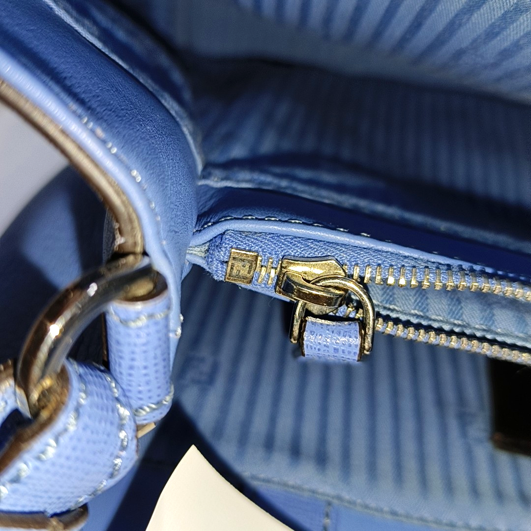 FENDI 2 Jours Small size Blue cowhide crossbody, handbag, shoulder bag Silver Hardware Removable shoulder strap-(SKU)-14510368