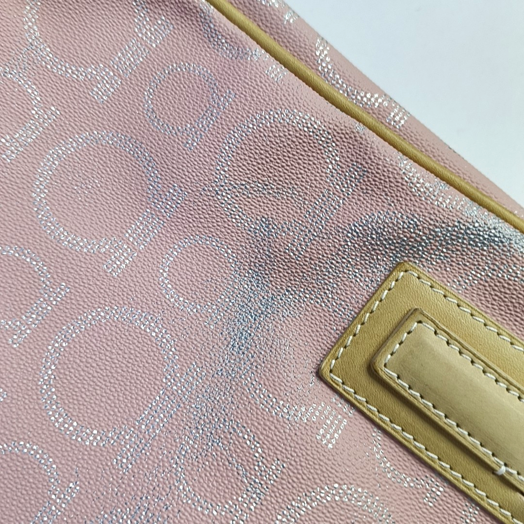 FERRAGAMO Gancini Pink Coated Canvas Handbag Silver Hardware-(SKU)-943535925