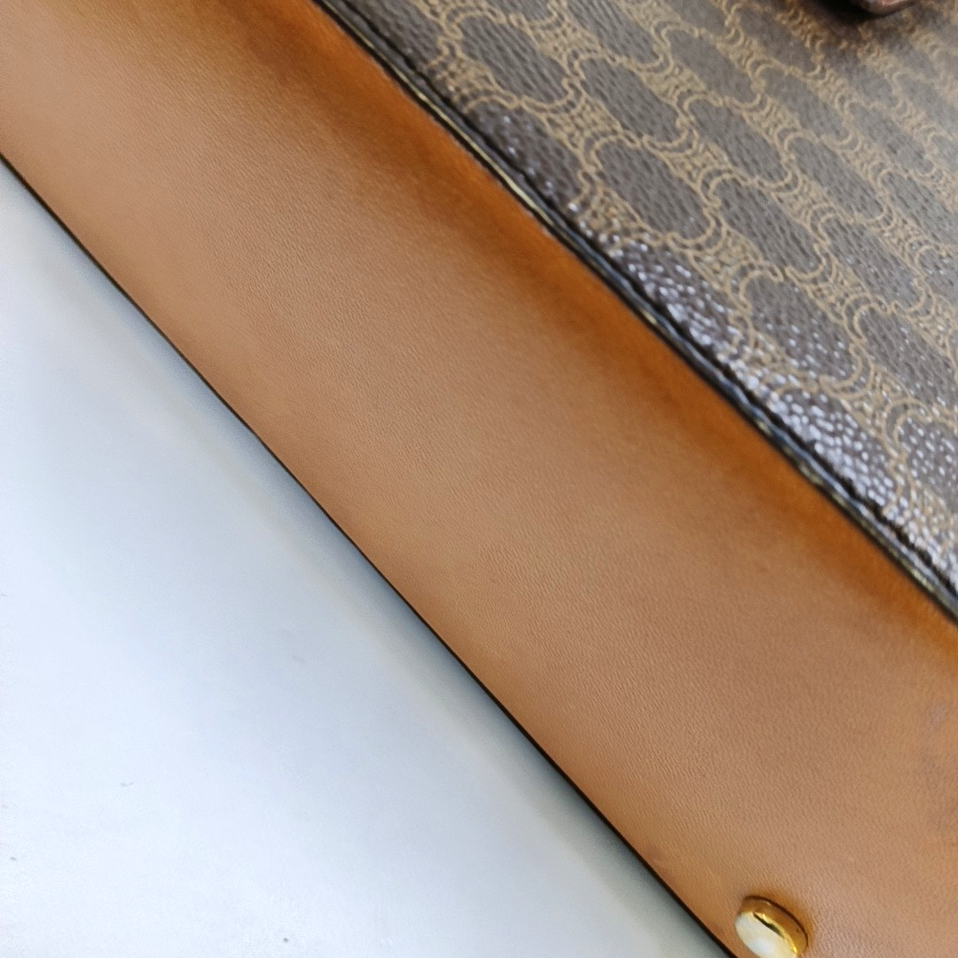 CELINE Brown Coated Canvas Triumph Tote Bag Golden hardware-(SKU)-959942823