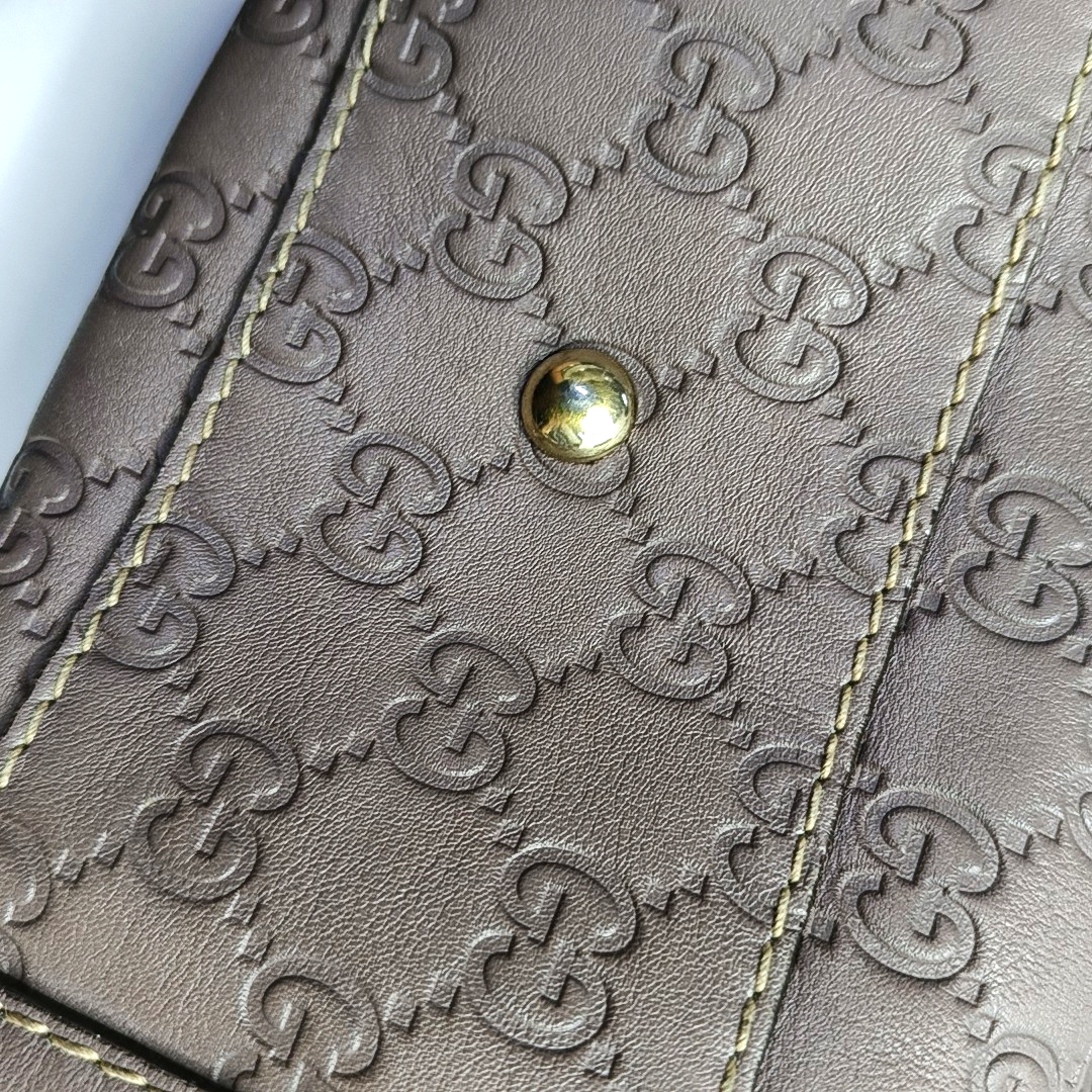 GUCCI Mayfair Purple leather old flower embossed handbag Golden hardware-(SKU)-953543271