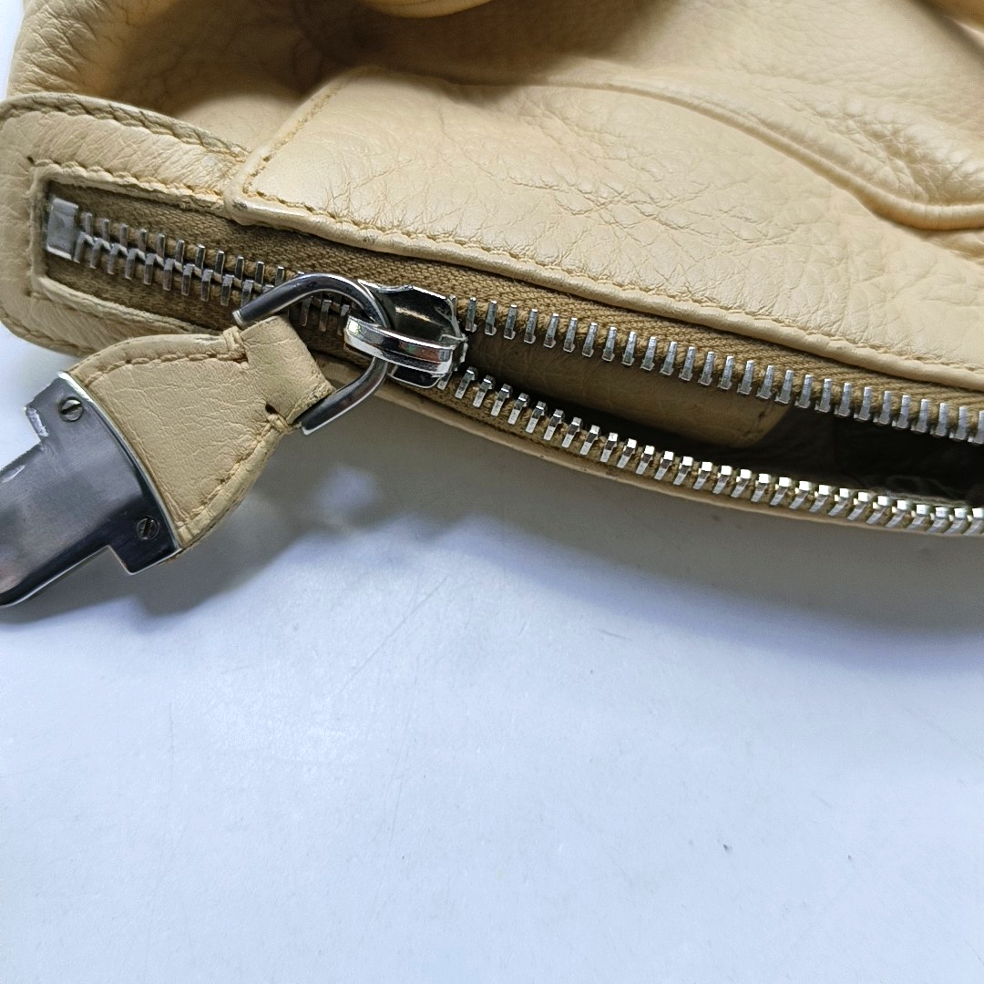 PRADA Light Yellow Calfskin Handbag Single Shoulder Bag Silver Hardware-(SKU)-953688644