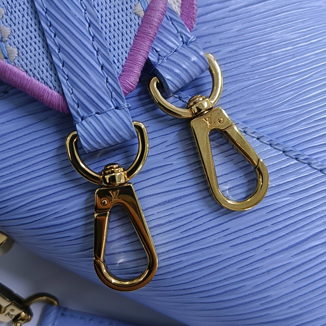LOUIS VUITTON TWIST Small Blue EPI Leather Wave Crossbody Shoulder Bag with Gold Hardware and 2 Removable Shoulder Straps-(SKU)-964122708