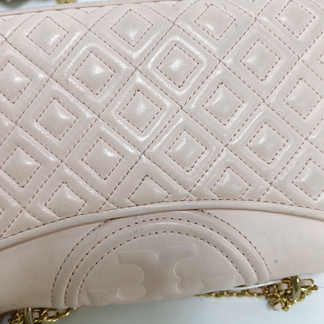 TORY BURCH Fleming Small size Pink Sheepskin Quilted Crossbody Bag Single Shoulder Bag Golden hardware-(SKU)-942795679