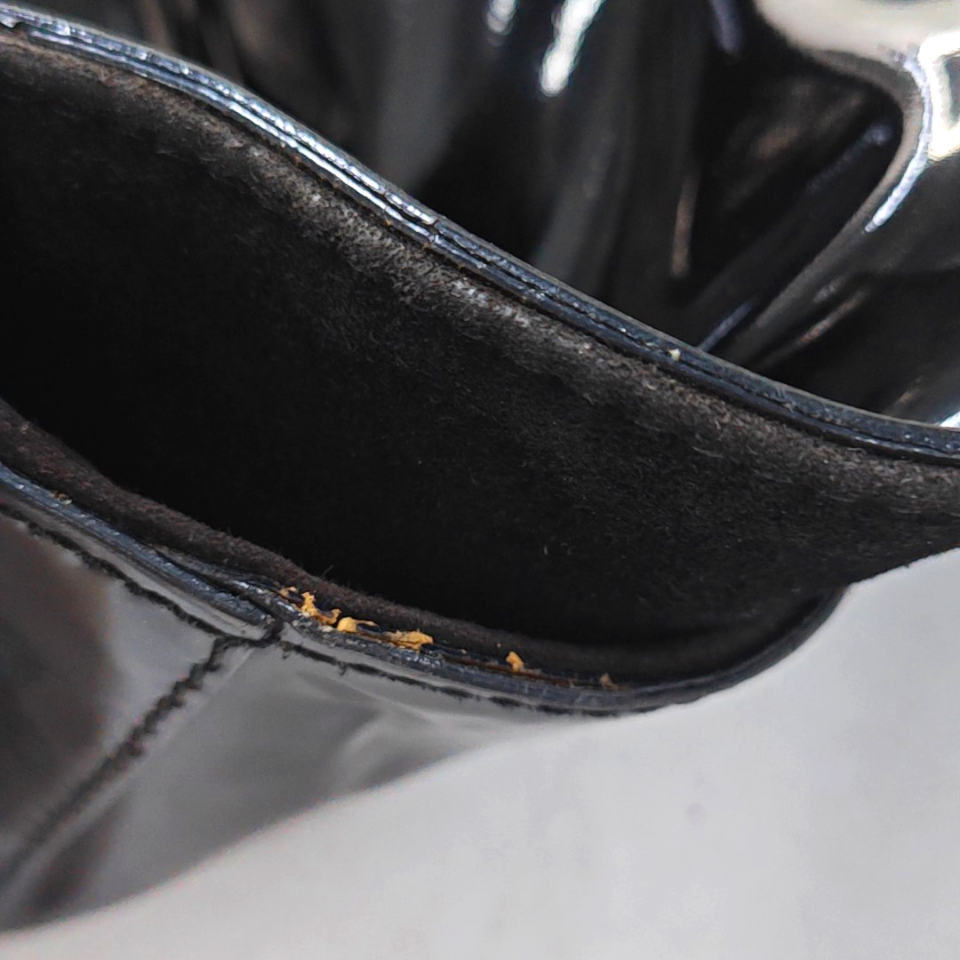 FENDI Tote bag Black漆皮双FHandheld包 Golden Silver Hardware-(SKU)-951092965