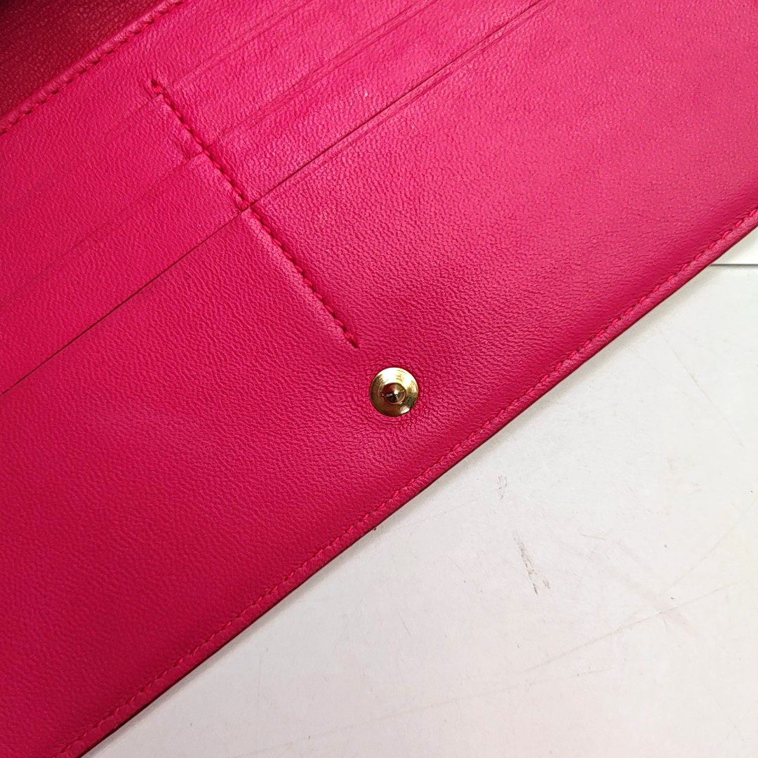 DIOR Lady Dior Fuchsia sheepskin cannage-quilted wallet Golden hardware-(SKU)-959164811
